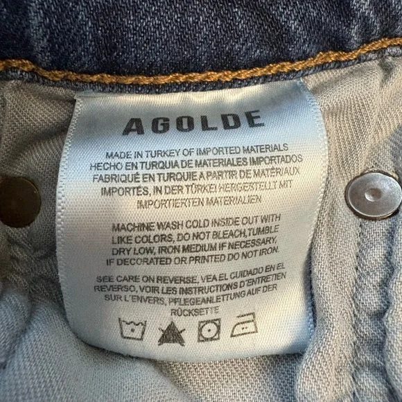 Agolde Vintage High Rise Bootcut Non Distressed Medium Blue Denim Jean Size 28